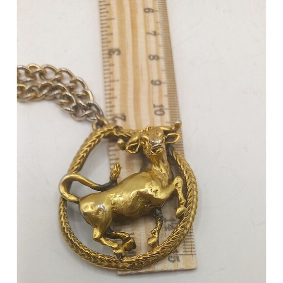 Signed Tortolani Taurus the Bull Zodiac Pendant Necklace April/May - Picture 12 of 12